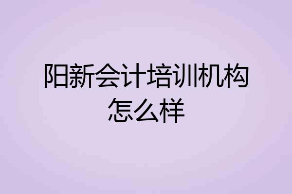 阳新会计培训机构怎么样