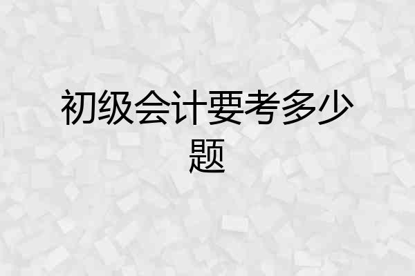 初级会计要考多少题