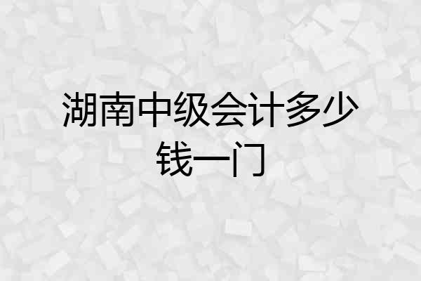 湖南中级会计多少钱一门