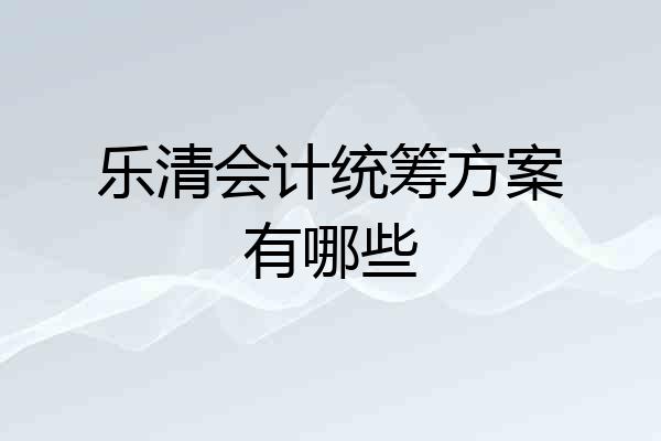 乐清会计统筹方案有哪些
