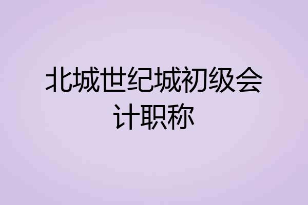 北城世纪城初级会计职称