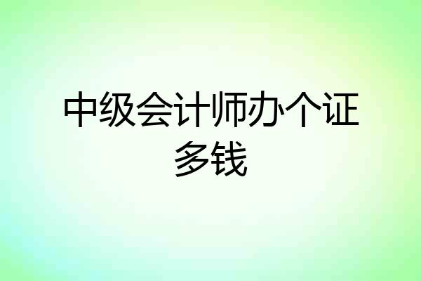 中级会计师办个证多钱