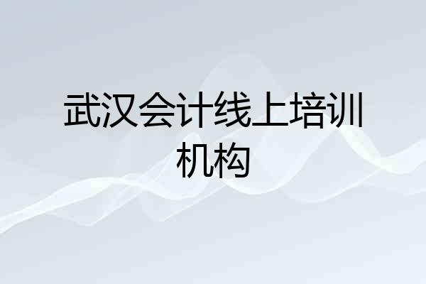 武汉会计线上培训机构