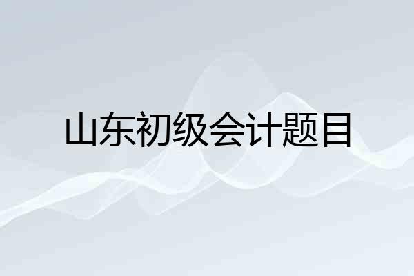 山东初级会计题目