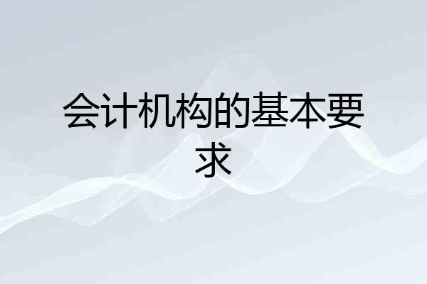 会计机构的基本要求
