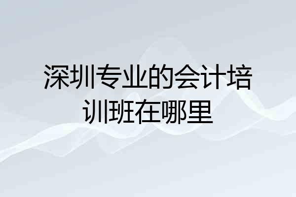 深圳专业的会计培训班在哪里