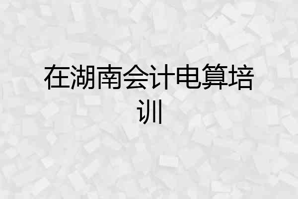 在湖南会计电算培训