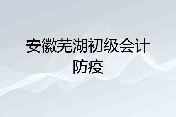 安徽芜湖初级会计防疫