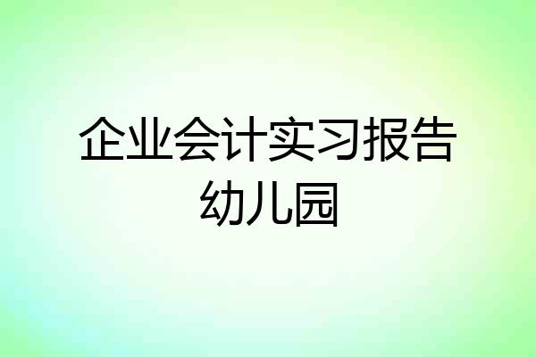 企业会计实习报告幼儿园
