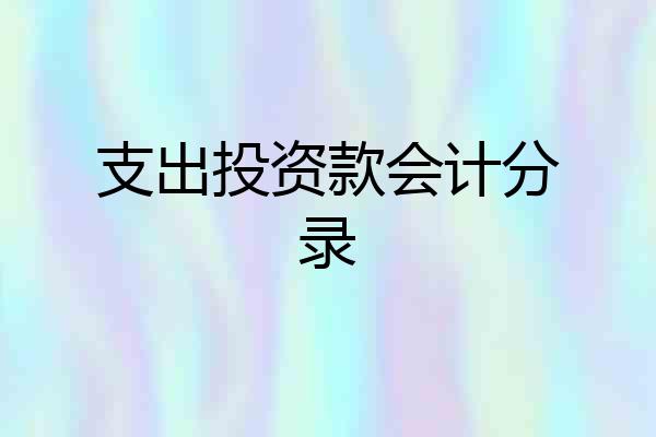 支出投资款会计分录