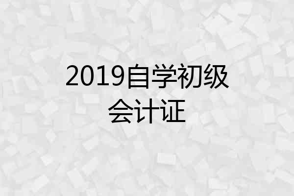 2019自学初级会计证
