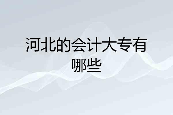 河北的会计大专有哪些