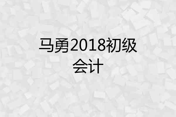 马勇2018初级会计