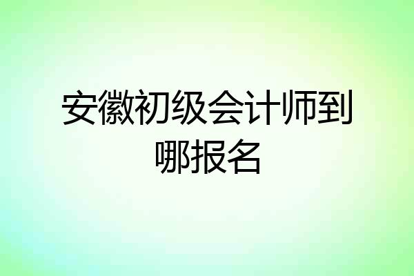 安徽初级会计师到哪报名