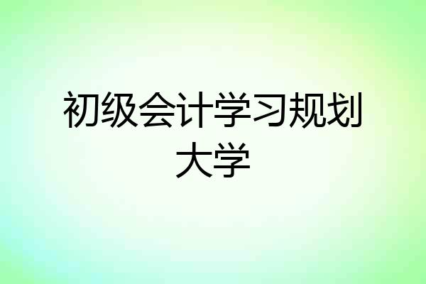 初级会计学习规划大学