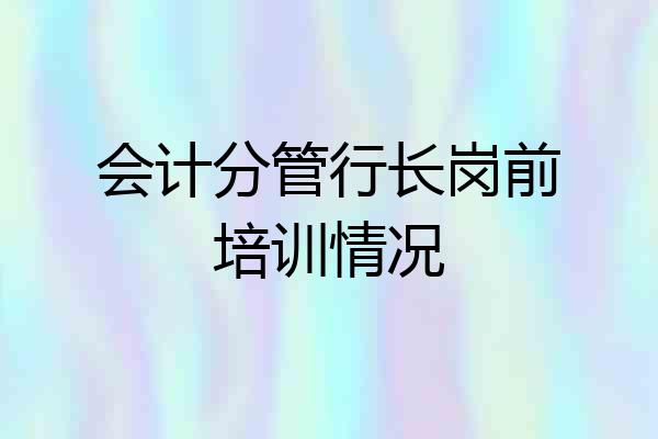 会计分管行长岗前培训情况