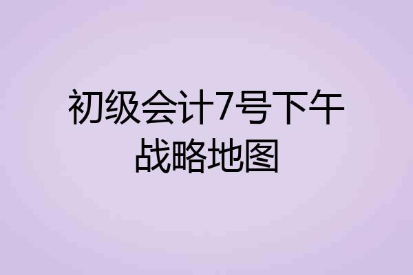 初级会计7号下午战略地图