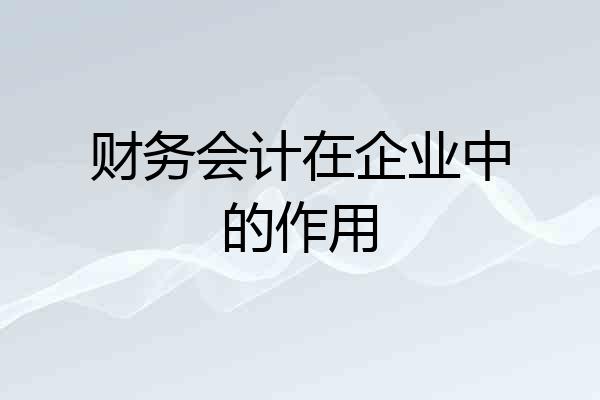 财务会计在企业中的作用