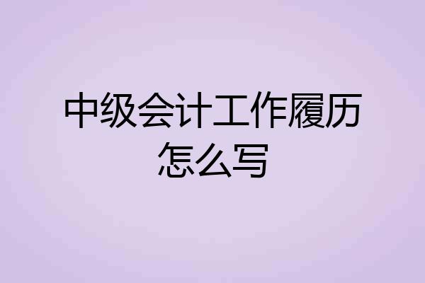 中级会计工作履历怎么写