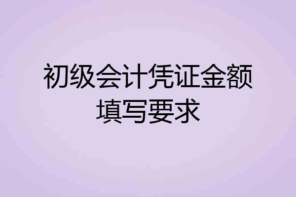 初级会计凭证金额填写要求