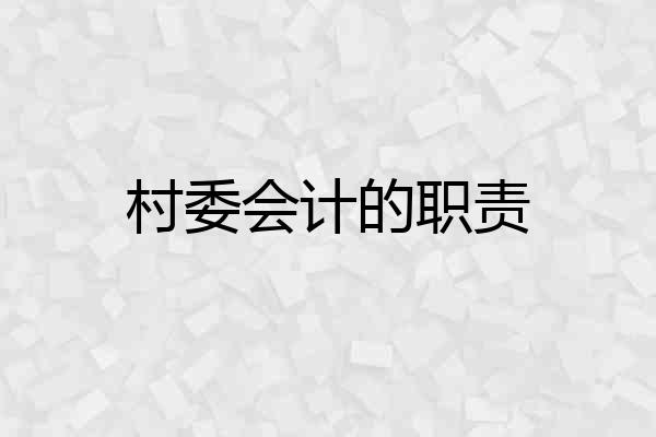 村委会计的职责