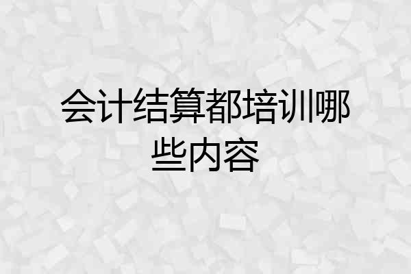 会计结算都培训哪些内容