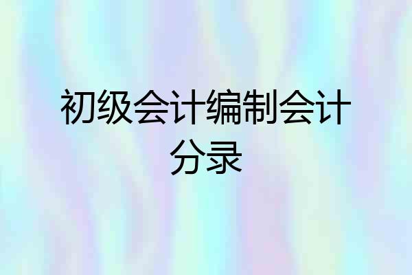 初级会计编制会计分录