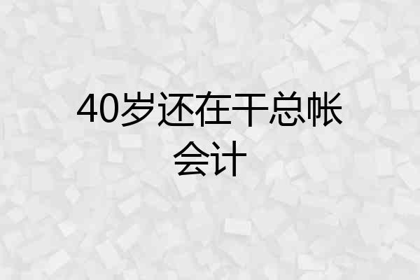 40岁还在干总帐会计
