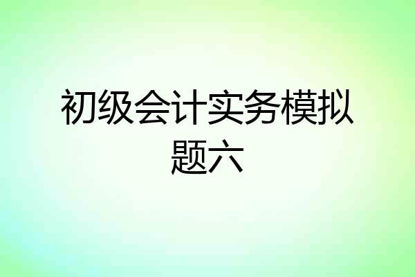 初级会计实务模拟题六