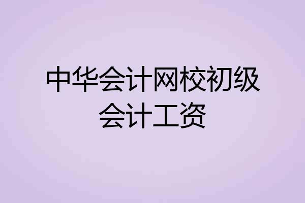 中华会计网校初级会计工资