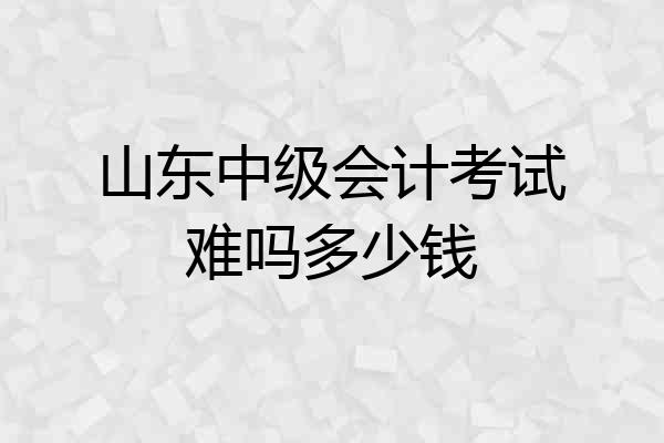 山东中级会计考试难吗多少钱