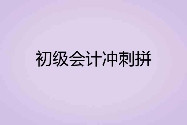 初级会计冲刺拼