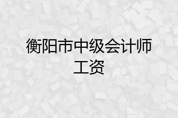 衡阳市中级会计师工资