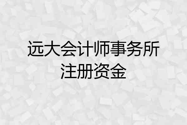 远大会计师事务所注册资金