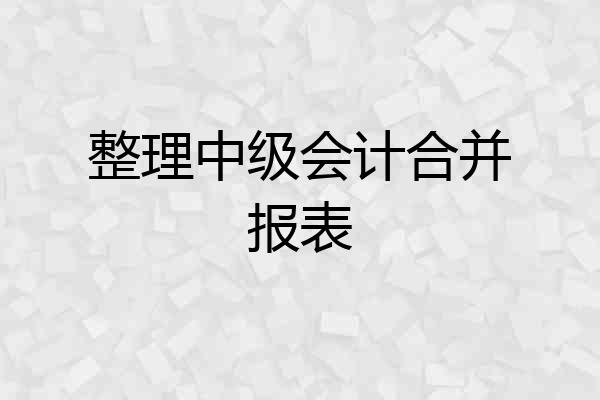 整理中级会计合并报表