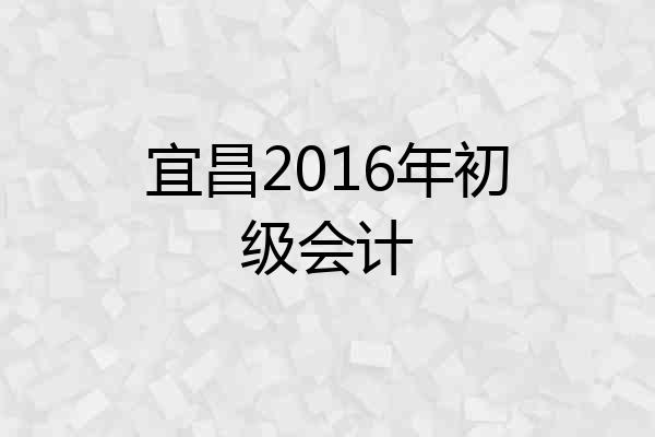 宜昌2016年初级会计