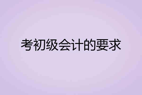 考初级会计的要求