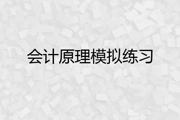 会计原理模拟练习