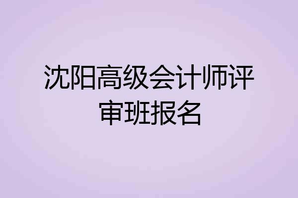 沈阳高级会计师评审班报名