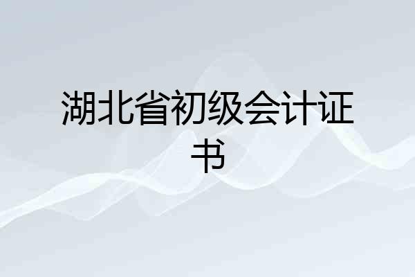 湖北省初级会计证书