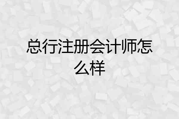 总行注册会计师怎么样