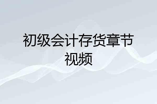初级会计存货章节视频