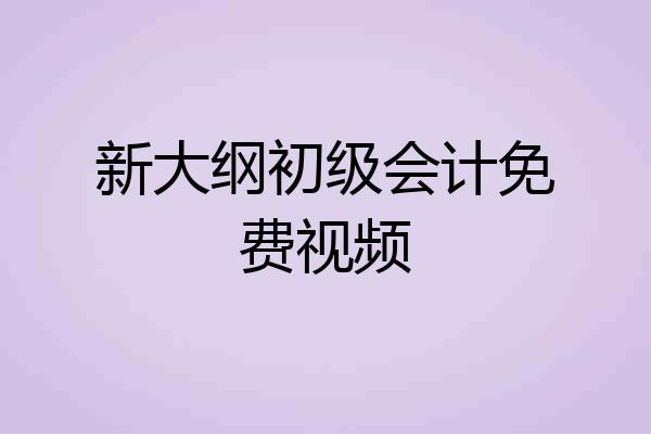 新大纲初级会计免费视频