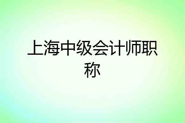 上海中级会计师职称