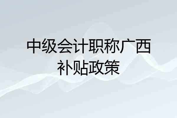 中级会计职称广西补贴政策