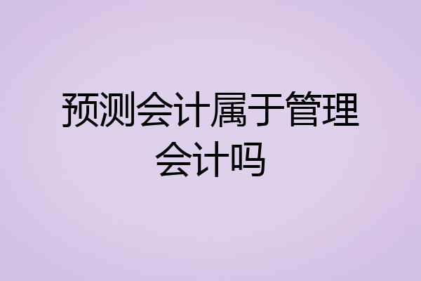 预测会计属于管理会计吗
