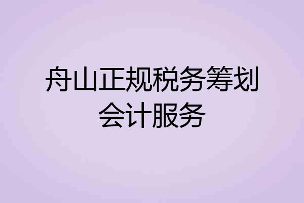 舟山正规税务筹划会计服务