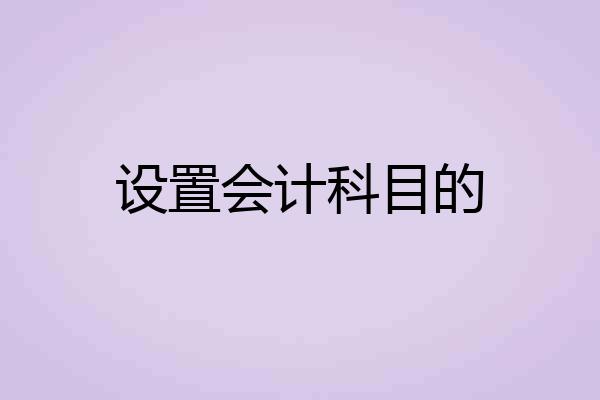 设置会计科目的