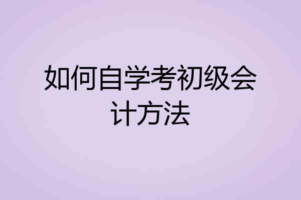 如何自学考初级会计方法