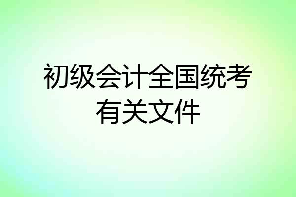 初级会计全国统考有关文件